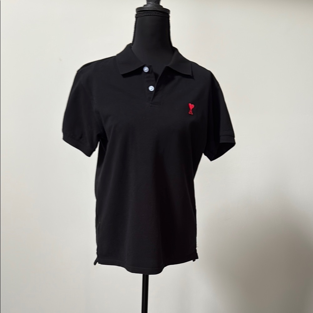 Ami Alexandre Mattiussi Black Polo with Red Accent